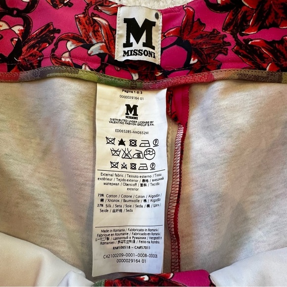 M Missoni Women’s Designer Luxury Cotton Silk Hot Pink Maximalist Pattern Pants - Picture 2 of 13
